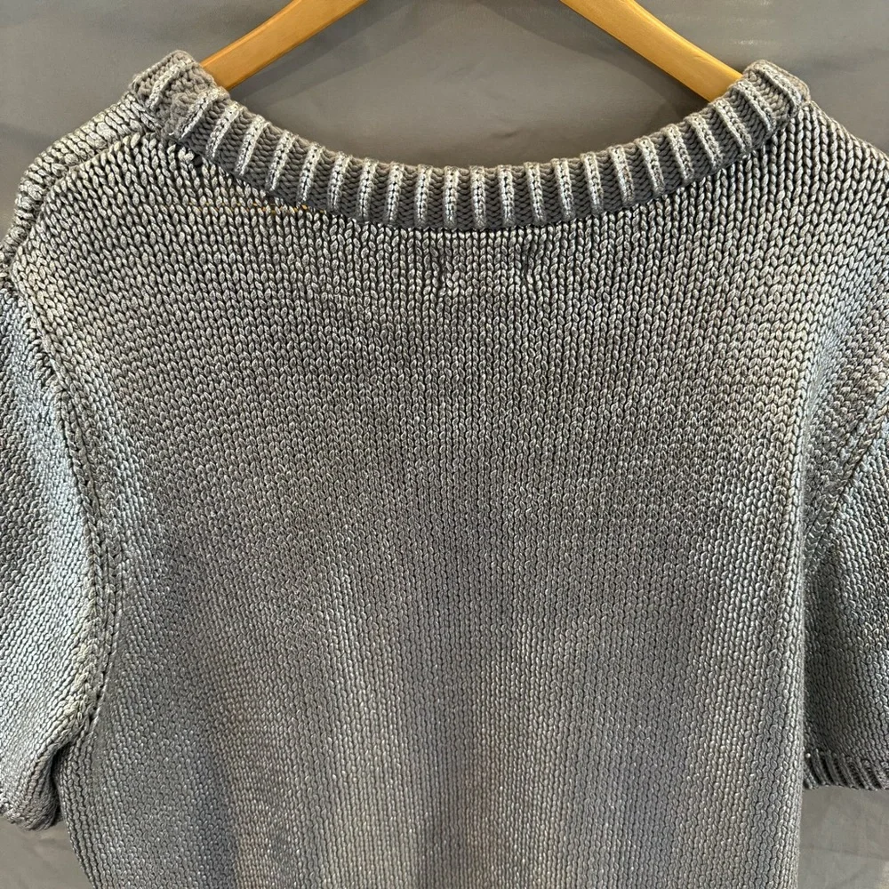 Future Collective Womens 1X Metallic Silver Crewneck Top Y2K Futuristic Chic